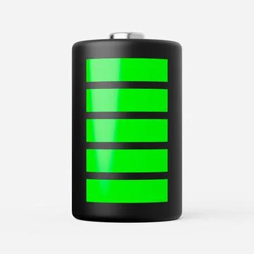 Battery icon on a plain background. 3d render. Stock Illustration