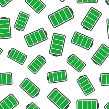 Battery icon seamless pattern background. Business flat vector illustration.  Stock Illustration