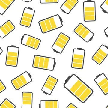 Battery icon seamless pattern background. Business flat vector illustration.  Stockillustratie
