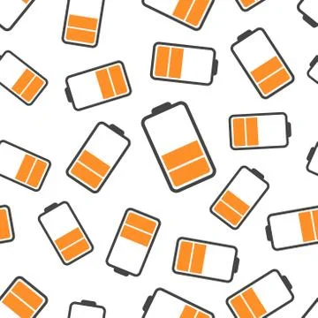 Battery icon seamless pattern background. Business flat vector illustration.  스톡 일러스트