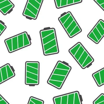 Battery icon seamless pattern background. Business flat vector illustration.  Illustrazione stock