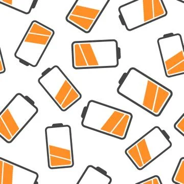 Battery icon seamless pattern background. Business flat vector illustration.  库存插图