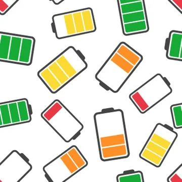 Battery icon seamless pattern background. Business flat vector illustration.  Stock Illustration