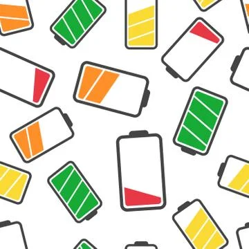 Battery icon seamless pattern background. Business flat vector illustration.  Stock Illustration
