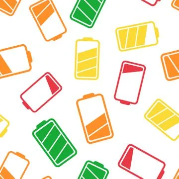 Battery icon seamless pattern background. Business flat vector illustration.  Stock Illustration