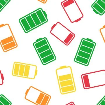Battery icon seamless pattern background. Business flat vector illustration.  Stock Illustration