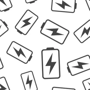 Battery icon seamless pattern background. Business flat vector illustration.  Stock Illustration