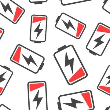 Battery icon seamless pattern background. Business flat vector illustration.  Stock Illustration