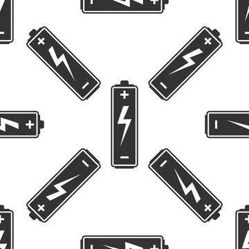 Battery icon seamless pattern on white background. Flat design. Vector 스톡 일러스트
