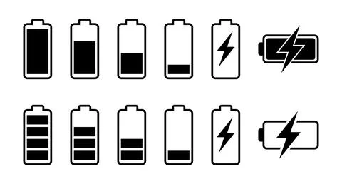 Battery icon set. battery charge level. battery Charging icon Stock Illustration