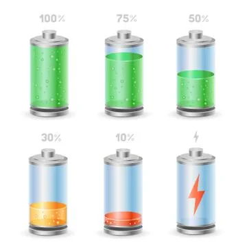 Battery icon set Stock Illustration