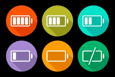 Battery icon set Stock Illustration