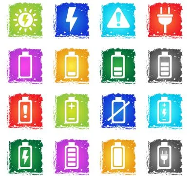 Battery icon set Stock Illustration