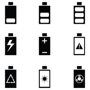 Battery icon set Stock Illustration