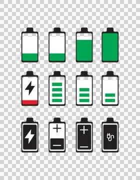 Battery Icon Set Stock Illustration