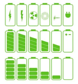 Battery icon set .Set of battery charge level indicators Stock Illustration