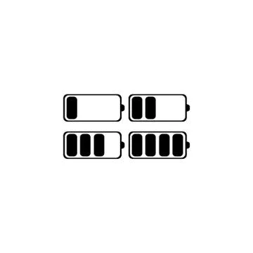 Battery icon set. Vector illustration black on white background Stock Illustration
