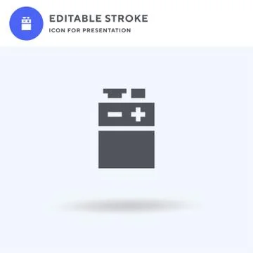 Battery icon vector, filled flat sign, solid pictogram isolated on white, log Stock Illustration