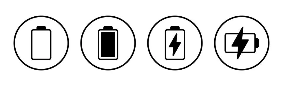 Battery icon vector illustration. battery charging sign and symbol. battery.. Illustrazione stock
