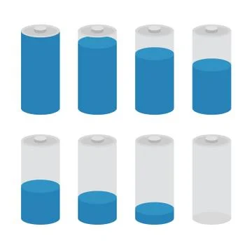 Battery icon vector set isolated on white background. Symbols of battery charge Stock Illustration