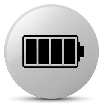 Battery icon white round button Stock Illustration