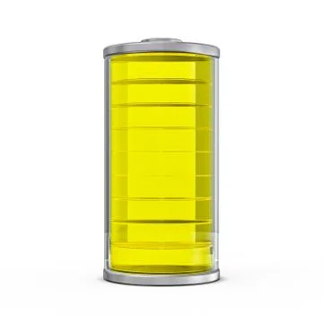 Battery icon with yellow charge indicator. 3D Stock Illustration