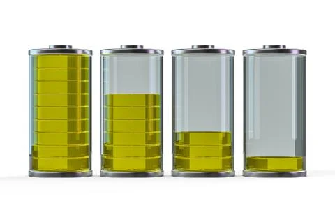 Battery icon with yellow charge indicator. 3D Illustrazione stock