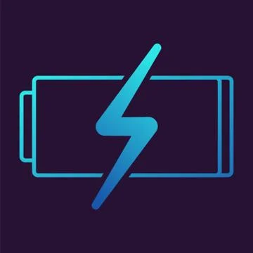 Battery icon.Charged electricity symbol.Flat vector line art gradient. Stock Illustration