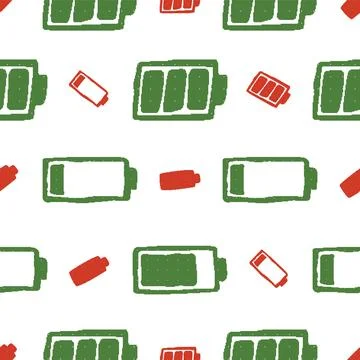 Battery Icons Dithered Pattern. Vector seamless dithering pixel style pattern Stock Illustration