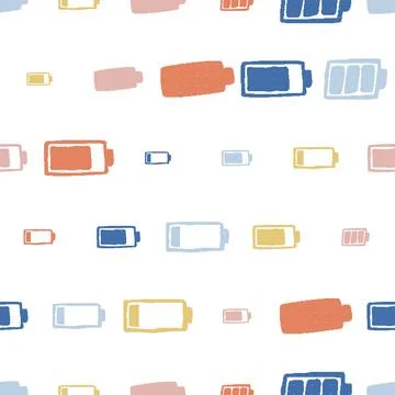 Battery Icons Seamless Pattern. Vector seamless dithering pixel style pattern Stock Illustration
