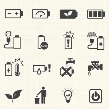 Battery icons set. Stock Illustration