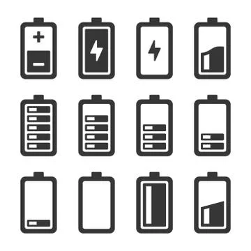 Battery icons set 库存插图