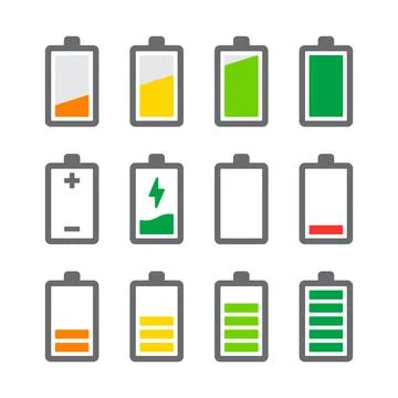 Battery Icons Set on White Background Stock Illustration