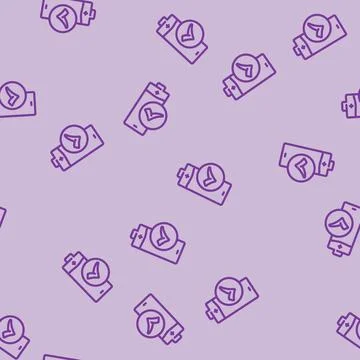 Battery included line vector seamless pattern Stock Illustration