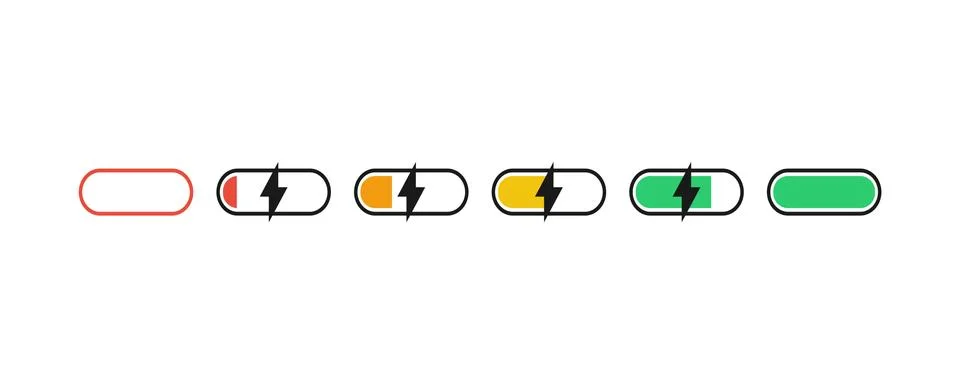 Battery Indicator Charging Set in flat. Vector EPS 10 Stock-Illustration
