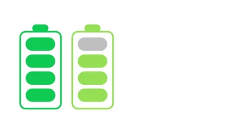 The battery indicator decreases from full to empty Stock Footage 313889682