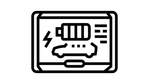 Battery indicator electric line icon animation Stock Footage 326131697