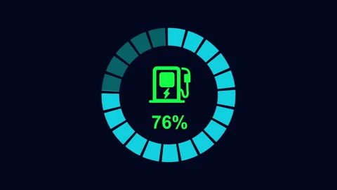 Battery indicator showing dashboard, battery charging  2d with alpha matte Stock Footage 336155778