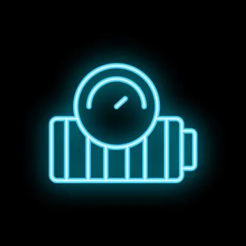 Battery indicator showing low charge status with neon light effect 스톡 일러스트