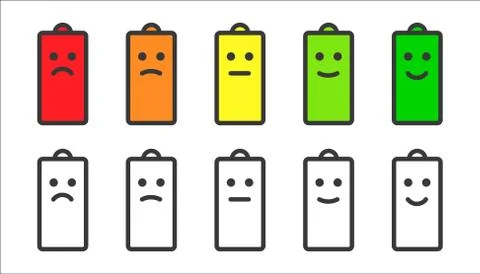 Battery indicator smiley icons Stock Illustration