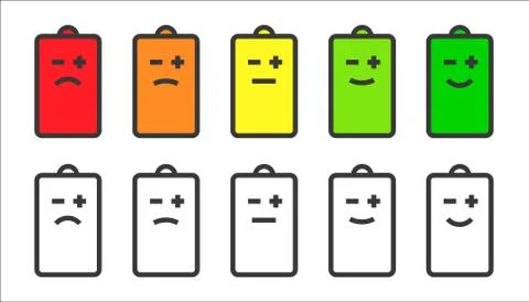 Battery indicator smiley icons Stock Illustration