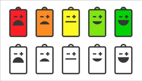 Battery indicator smiley icons Stock Illustration