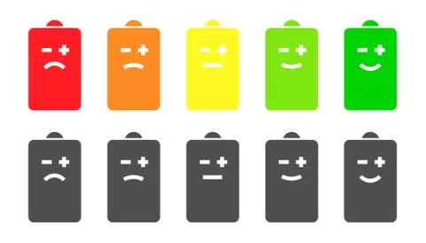 Battery indicator smiley icons Stock Illustration