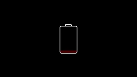 Battery level animation from full to low with color change or blinking warning Stock Footage 315821428