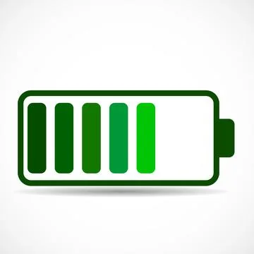Battery with level of charge isolated on white background. Vector graphic d.. Stock Illustration