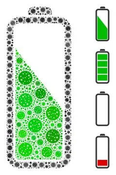 Battery Level Collage of Covid Virus Items Stock Illustration