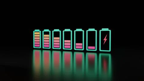 Battery level icon, battery indicator symbol, 3D rendering illustration Stock Illustration