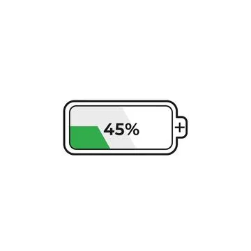 Battery level indicator icon showing forty five percent charge Stock Illustration