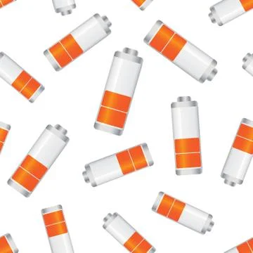 Battery level indicator seamless pattern background. Business flat vector ill Stock Illustration