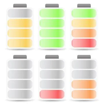 Battery Level Indicator Set Color Coded Stockillustratie